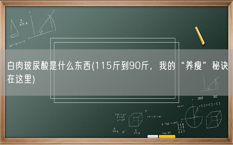 白肉玻尿酸是什么东西(115斤到90斤，我的“养瘦”秘诀在这里)